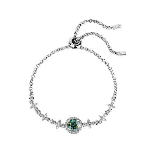 Fine Jewelry: 925 Sterling Silver Moissanite Bracelet with Bowknot Design Althea