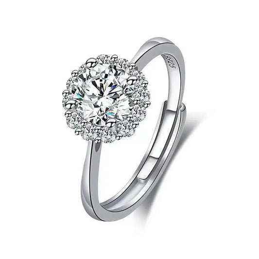 1 Carat Moissanite Stars and Moon Ring – 925 Sterling Silver, Elegant Light Luxury Design for Women Edith