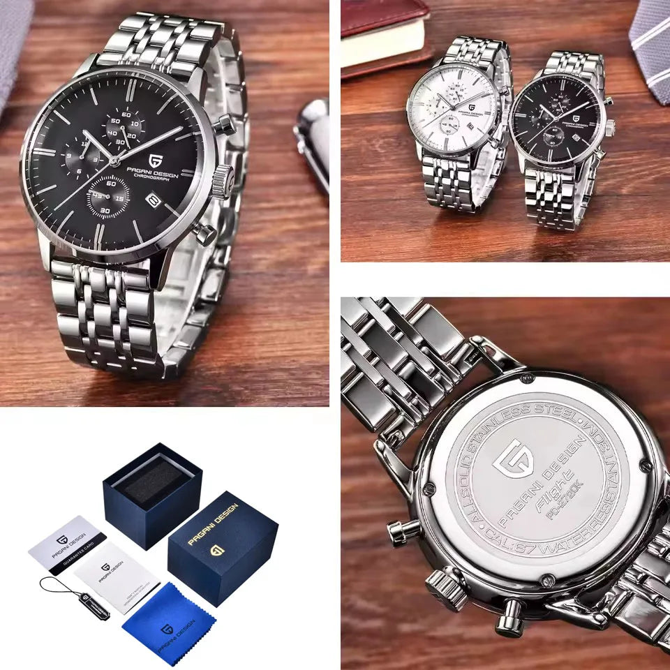 PAGANI DESIGN 2720 Men’s Sports Chronograph Watch – Quartz Business & Fashion Leather Strap Wristwatch