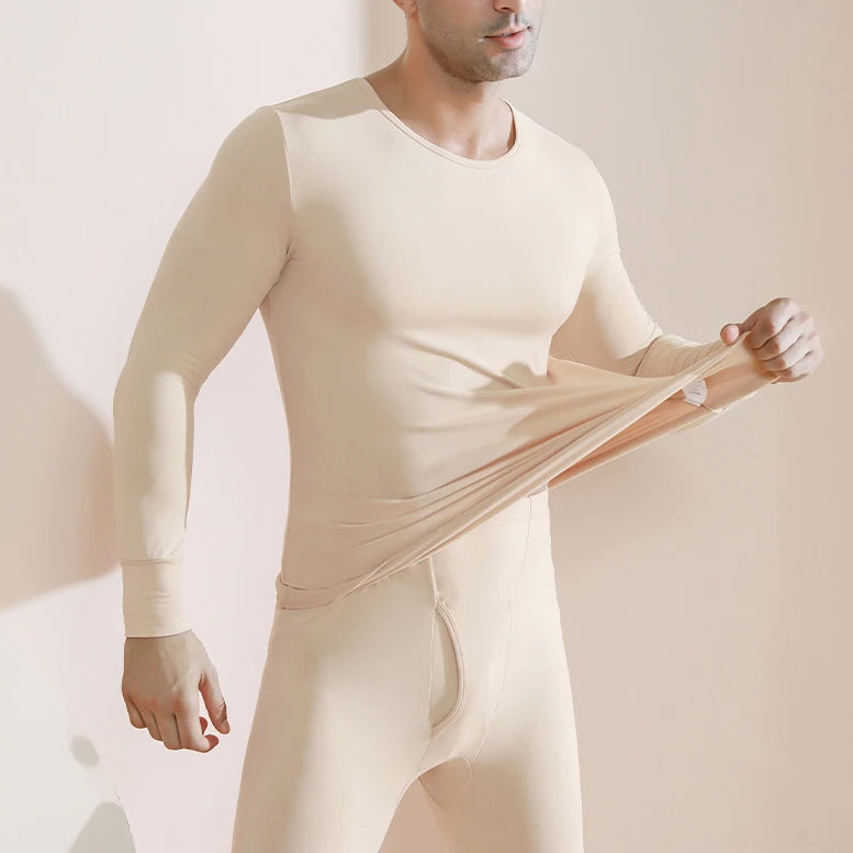 Men's Winter Thermal Underwear Set – Soft, High-Stretch, Thick, Warm O-Neck Tights for Maximum Comfort