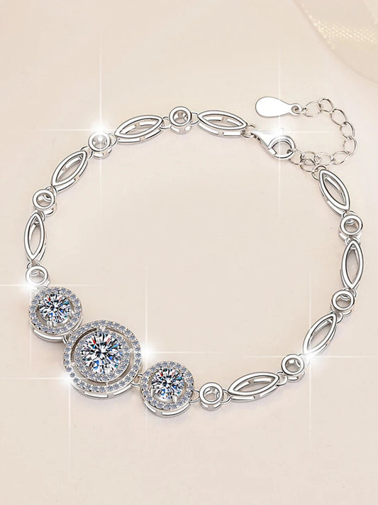 S925 Silver 2-Carat Moissanite Round Bead Bracelet Leslie