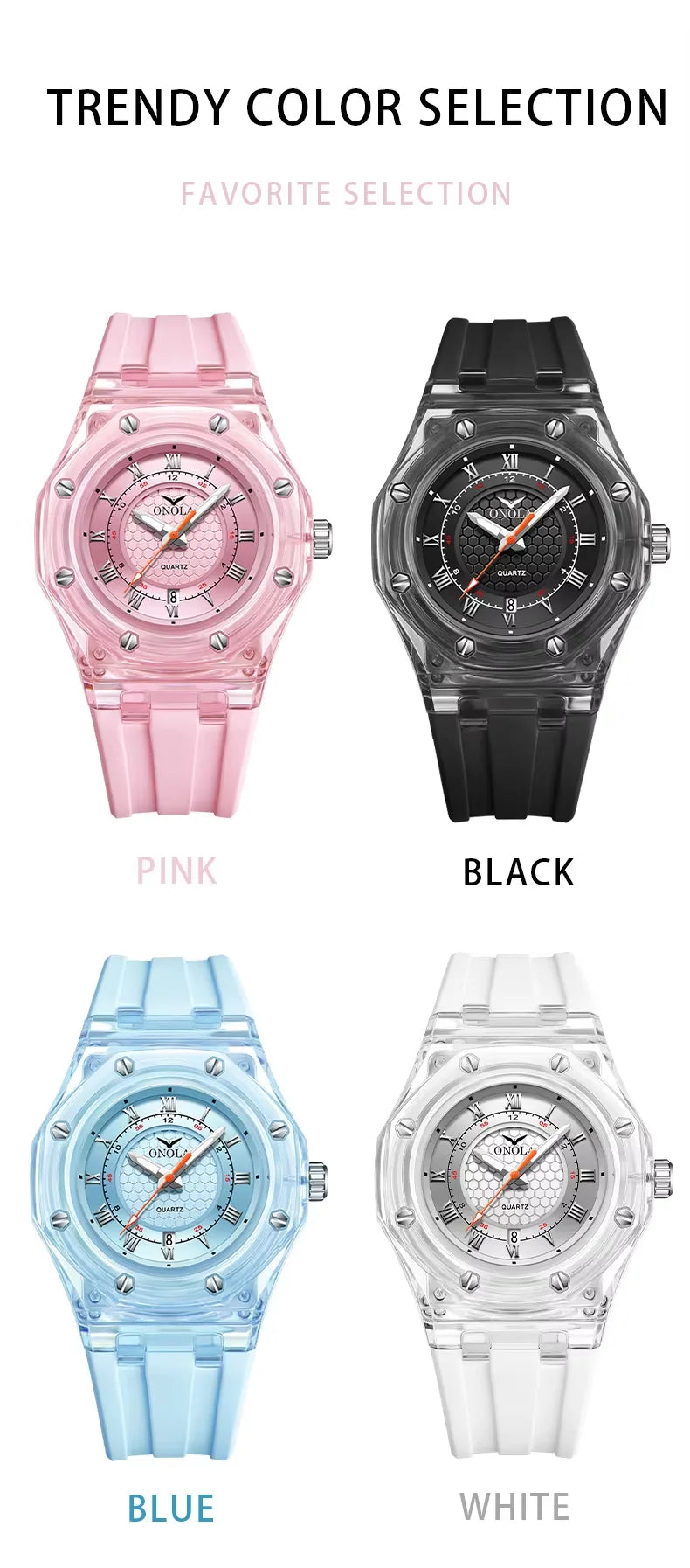 ONOLA 3857 Couple’s Quartz Watch – Simple, Casual Design, Waterproof Rubber Strap, For Men & Women