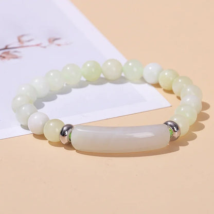 8mm Pink Crystal Bead Bracelet – Natural Stone Stretch Bracelet with Stainless Steel Accessories