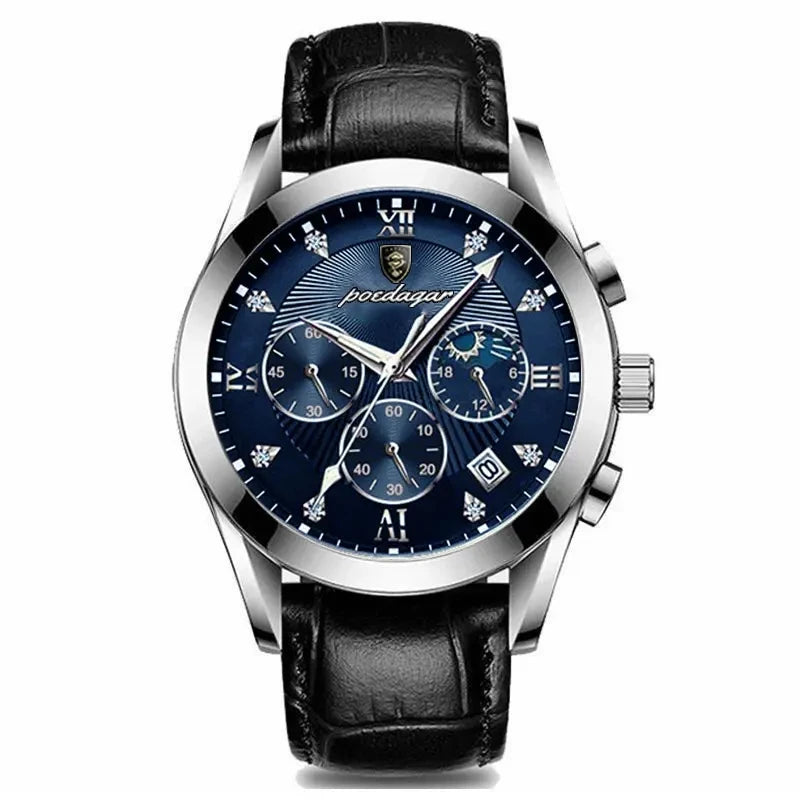 POEDAGAR 820 Men's Sport Watch – Genuine Leather Quartz Wristwatch, Waterproof, Luminous, and Stylish Relojes Para Hombre Olivier