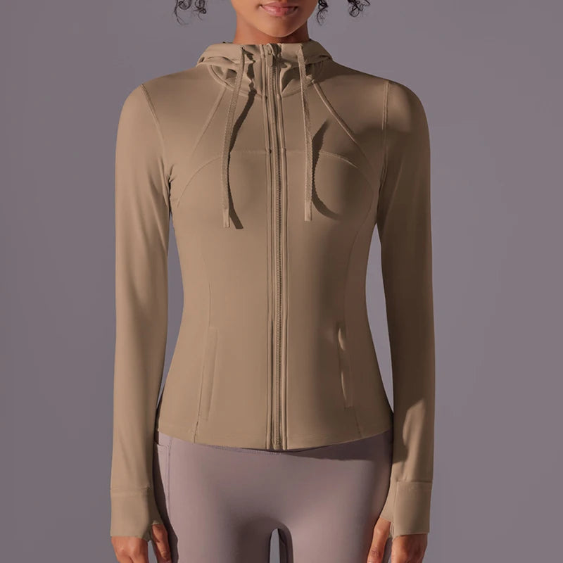 Women's Butter Luxe Full-Zip Workout Hoodie Jacket – Slim Fit, Lightweight Athletic Yoga Jacket with Pockets and Thumb Holes Ginny