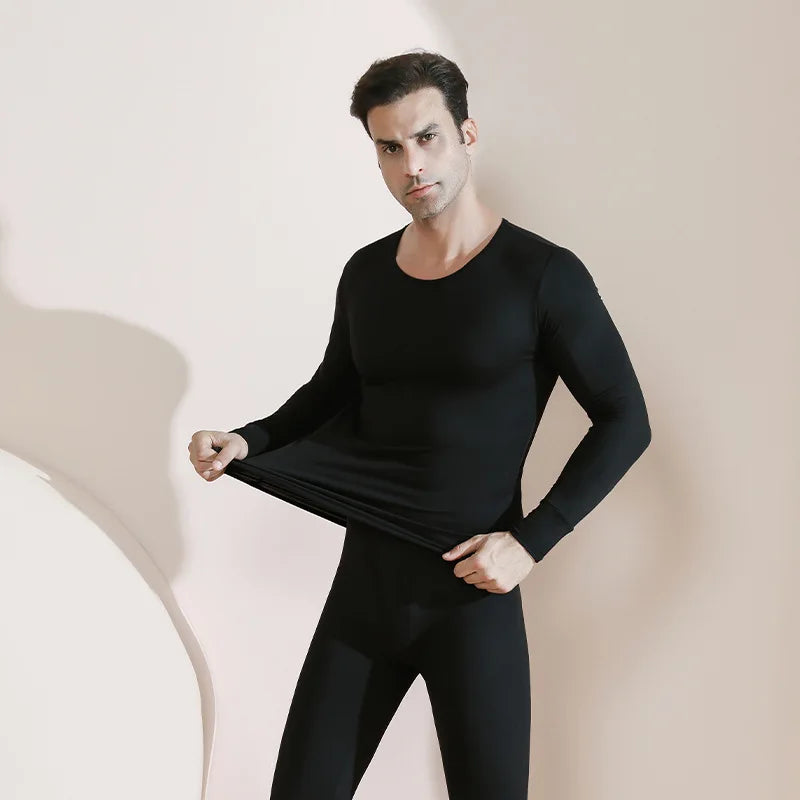 Men's Winter Thermal Underwear Set – Soft, High-Stretch, Thick, Warm O-Neck Tights for Maximum Comfort