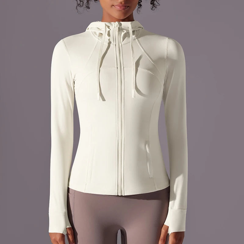 Women's Butter Luxe Full-Zip Workout Hoodie Jacket – Slim Fit, Lightweight Athletic Yoga Jacket with Pockets and Thumb Holes Ginny