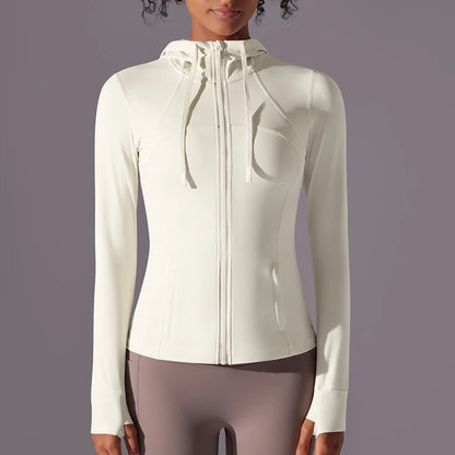 Women's Butter Luxe Full-Zip Workout Hoodie Jacket – Slim Fit, Lightweight Athletic Yoga Jacket with Pockets and Thumb Holes Ginny