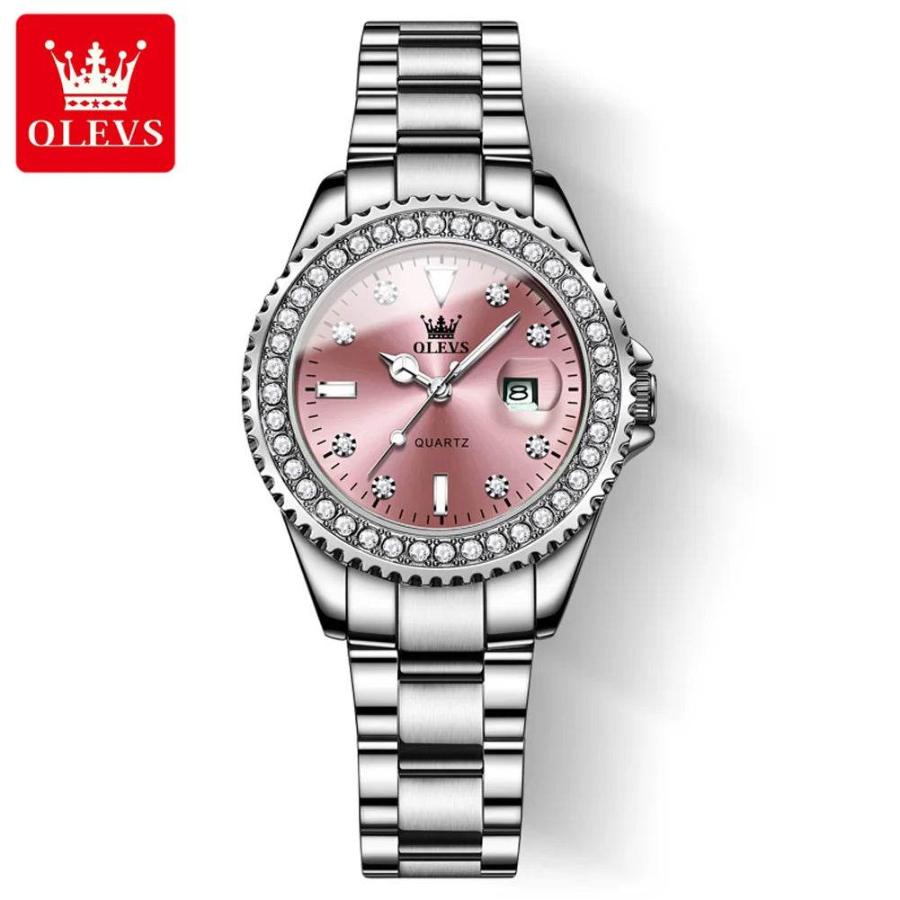 OLEVS 9945 Women's Waterproof Stainless Steel Watch – Automatic Quartz Wristwatch for Women