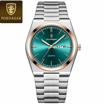 POEDAGAR 930 Ultra-Thin Quartz Watch for Men – Stainless Steel Bracelet, Waterproof, Luminous Men's Wristwatch