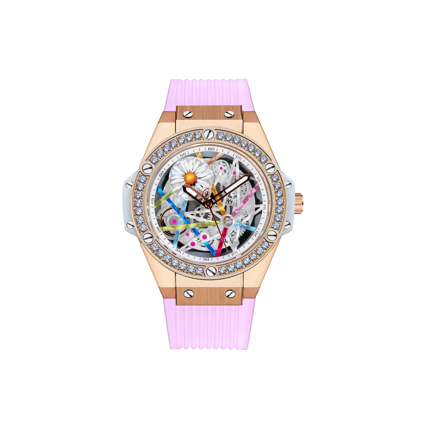 HANBORO Women’s Sunflower Quartz Watch | Diamond Dial, Colorful Design, Light Luxury Style Hermione