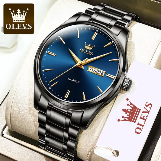 OLEVS 6898 Quartz Wristwatch: Hot-Selling Affordable Steel Strap Watch for Men | Waterproof, Week Display, Business Style