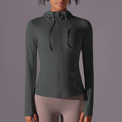 Women's Butter Luxe Full-Zip Workout Hoodie Jacket – Slim Fit, Lightweight Athletic Yoga Jacket with Pockets and Thumb Holes Ginny