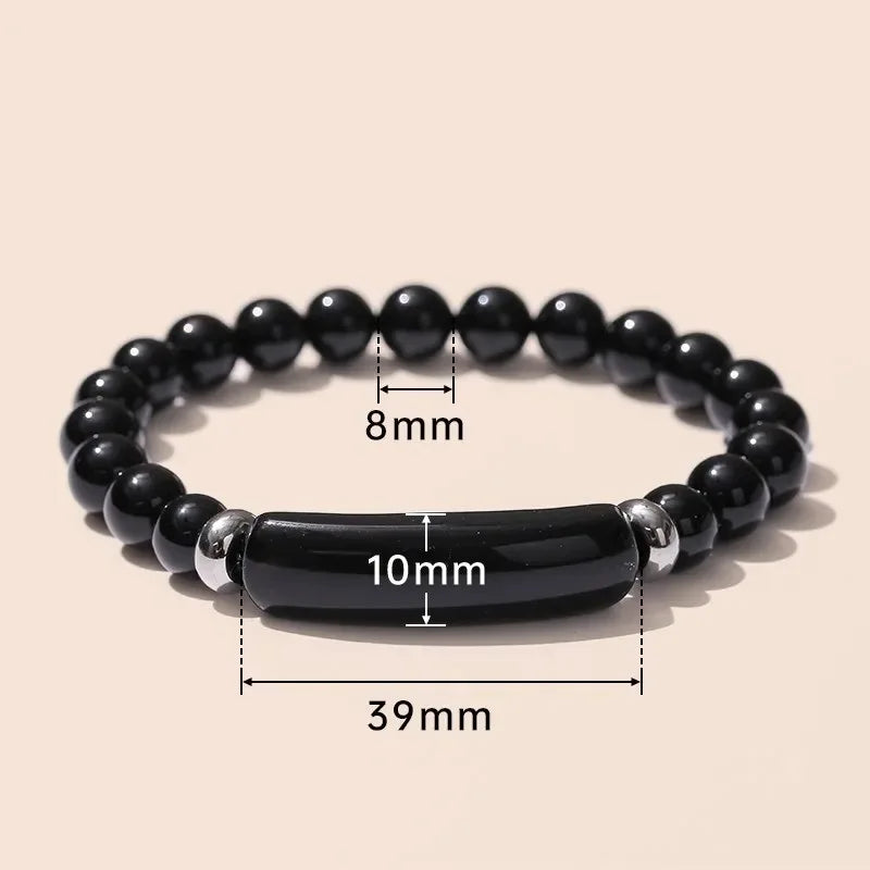 8mm Pink Crystal Bead Bracelet – Natural Stone Stretch Bracelet with Stainless Steel Accessories