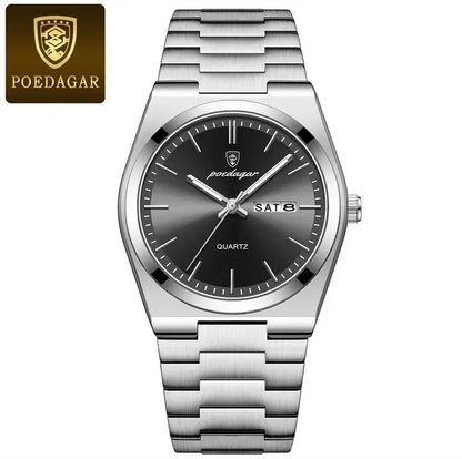 POEDAGAR 930 Ultra-Thin Quartz Watch for Men – Stainless Steel Bracelet, Waterproof, Luminous Men's Wristwatch