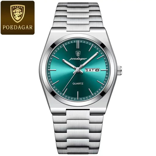 POEDAGAR 930 Ultra-Thin Quartz Watch for Men – Stainless Steel Bracelet, Waterproof, Luminous Men's Wristwatch