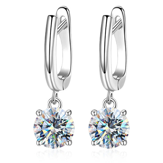 GRA Certified 1CT Moissanite Hoop Earrings – Luxury 925 Sterling Silver 18K White Gold Plated Wedding Fine Jewelry for Women Justine