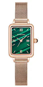Luxury Retro Green Ladies Watch - Square Case, Minimalist Leather Strap, Seiko Movement Kate