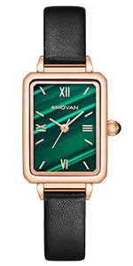 Luxury Retro Green Ladies Watch - Square Case, Minimalist Leather Strap, Seiko Movement Kate