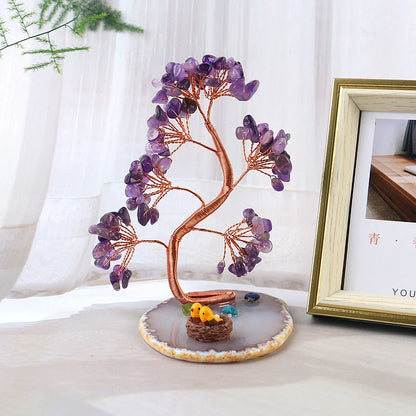 Natural Healing Crystals Tree – Amethyst & Rose Quartz for Home Decor