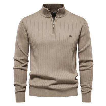Men’s High Neck Knit Zipper Sweater – Warm Slim Fit Pullover | Sehe Fashion Calvin