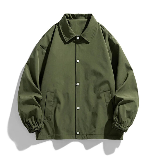 Polyester Windbreaker Jacket | Unisex Loose Fit Lapel Collar Plain Coach Jackets Darcy