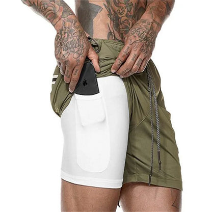 Men’s Double‑Layer Athletic Shorts – Quick‑Dry Polyester Gym Shorts for Workout, Fitness & Training Julian