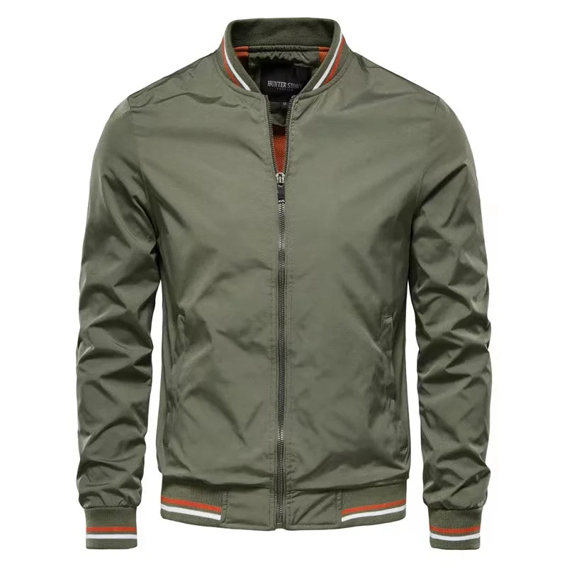 Men's Casual Windbreaker Jacket - Lightweight Stand Collar Coat for Spring & Autumn Rocky