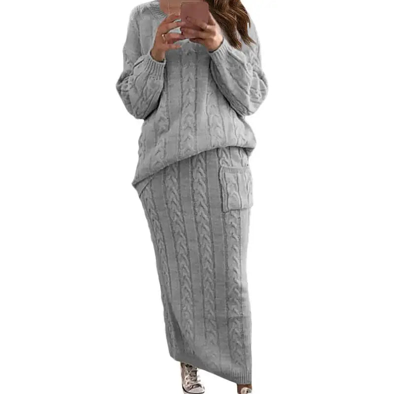 Women's Multi-Color Turtleneck Sweater Set - Drop Shoulder Knitwear for Comfortable Fall Fashion Lavinia