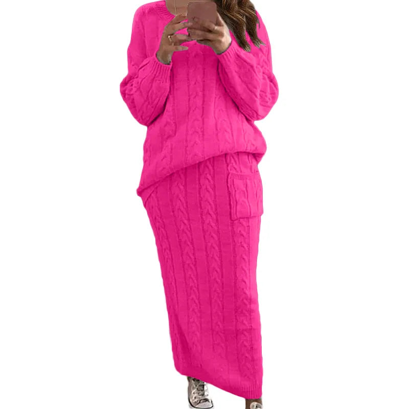Women's Multi-Color Turtleneck Sweater Set - Drop Shoulder Knitwear for Comfortable Fall Fashion Lavinia