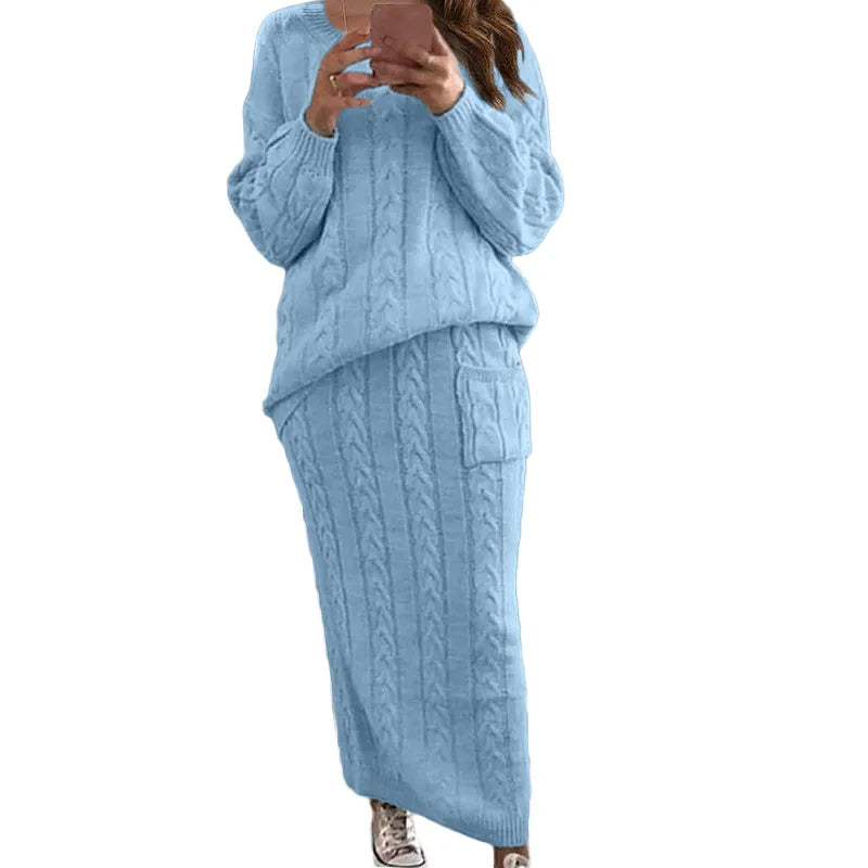 Women's Multi-Color Turtleneck Sweater Set - Drop Shoulder Knitwear for Comfortable Fall Fashion Lavinia
