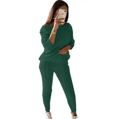 Women's Multi-Color Turtleneck Sweater Set - Drop Shoulder Knitwear for Comfortable Fall Fashion Lavinia