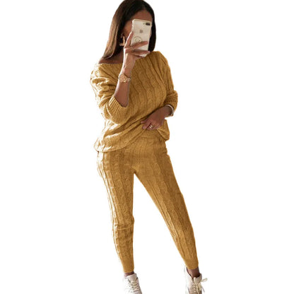 Women's Multi-Color Turtleneck Sweater Set - Drop Shoulder Knitwear for Comfortable Fall Fashion Lavinia