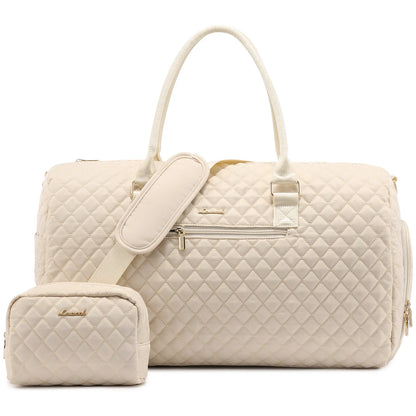 LOVEVOOK 2022 Luxury Quilted Weekender Duffel Bag - Custom Canvas Travel Bag for Men & Women Glazy