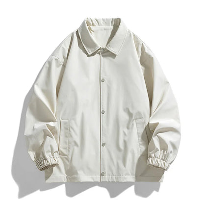 Polyester Windbreaker Jacket | Unisex Loose Fit Lapel Collar Plain Coach Jackets Darcy