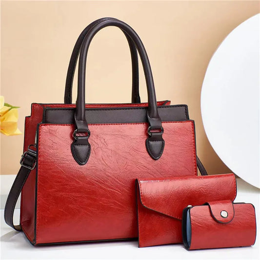 Three-Piece Women’s Luxury Handbag Set – High-Capacity Fashion Tote, Messenger Bag, and Handbag Irene