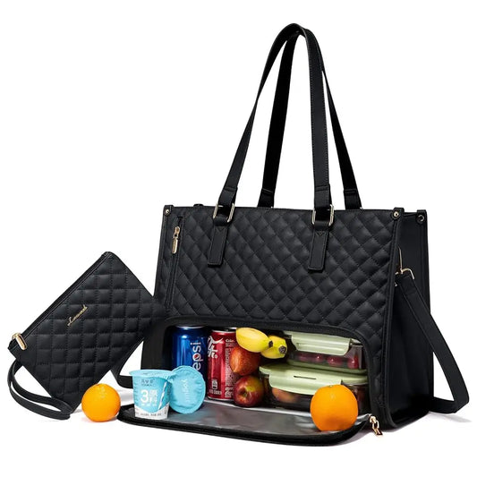 Women’s Laptop Handbag & Insulated Cooler Lunch Bag, Waterproof for Work, School, or Travel|
 2pcs Ladies Shoulder Bags Set