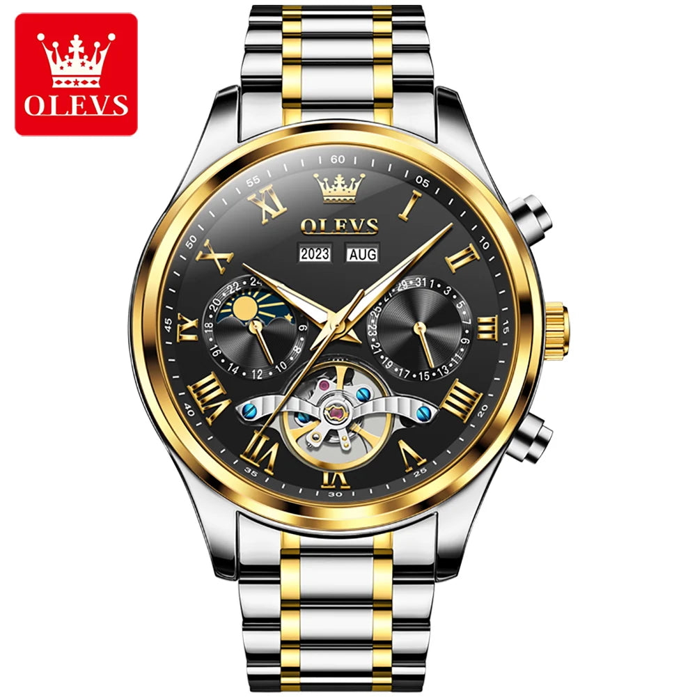 OLEVS 7005 Classic Men's Mechanical Watch – Original Stainless Steel Automatic Watch, Waterproof with Storage, Casual and Timeless Design