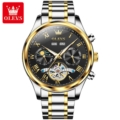 OLEVS 7005 Classic Men's Mechanical Watch – Original Stainless Steel Automatic Watch, Waterproof with Storage, Casual and Timeless Design