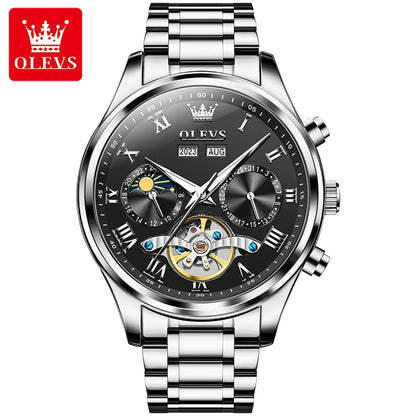 OLEVS 7005 Classic Men's Mechanical Watch – Original Stainless Steel Automatic Watch, Waterproof with Storage, Casual and Timeless Design