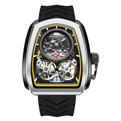 Luxury Double Flying Wheel Automatic Mechanical Watch for Men – Irregular Hollow Dial, Supercar Gear Design, Personalized Statement Timepiece Onur