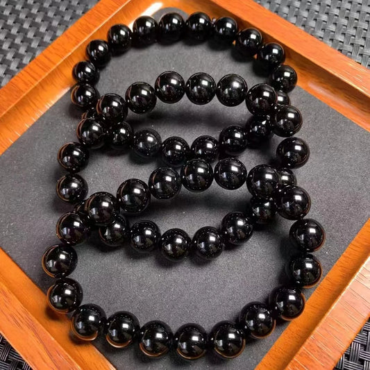 Natural Black Tourmaline Crystal Bracelet – 10MM Healing Beads | Perfect Gift for Energy Protection & Wellness