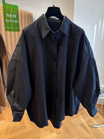 Women's Long-Sleeve Loose Blouse - Stylish and Comfortable Design