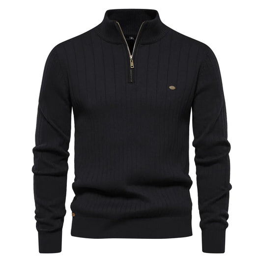 Men’s High Neck Knit Zipper Sweater – Warm Slim Fit Pullover | Sehe Fashion Calvin