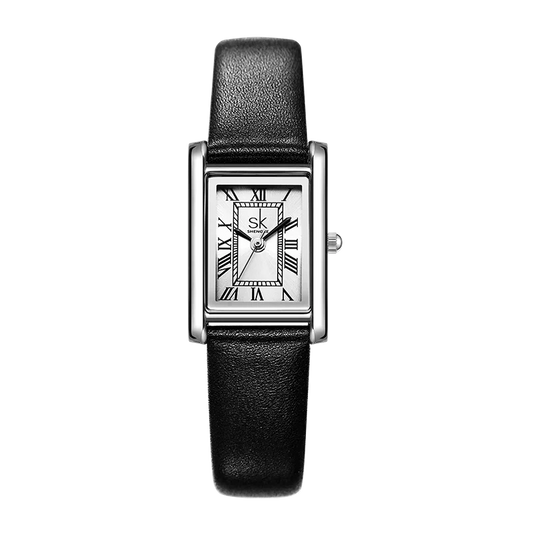 SHENGKE Roman Dial Quartz Watch for Women – Retro Leather Band Style Anaya