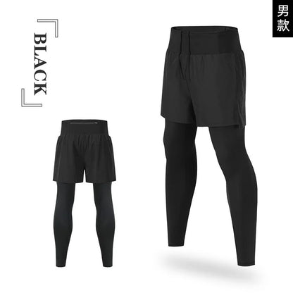 Men's Breathable Quick Dry Gym Leggings Elastic Waist Compression Tights for Fitness Running Training Workout Solid Alin