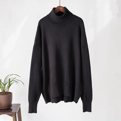 Women's Warm Wool Turtleneck Sweater - Cozy High Neck Knitwear Jumper for Casual Daily Wear Cecily