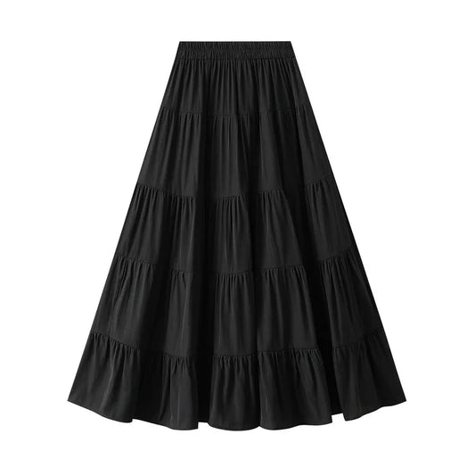 Women’s Cotton Linen Summer A-Line Skirt | Solid Patchwork Design, Lined, Casual Style for Ladies Liza