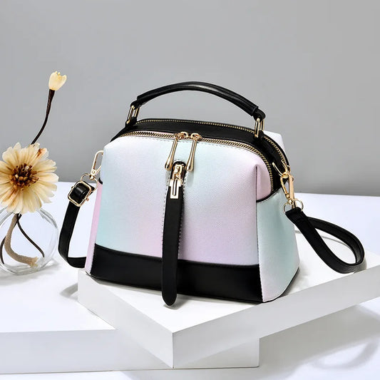 Gradient Color Korean Style Women's Shoulder Bag – Fashionable PU Shoulder Bag with Zipper Closure and Chain Design Suzy