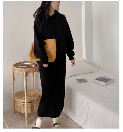 Women’s Hooded Sweater and Long Skirt Twin Set – Fashionable Autumn New Arrivals for Ladies Seren